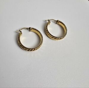 Gold Tone Textured Hoop Earrings